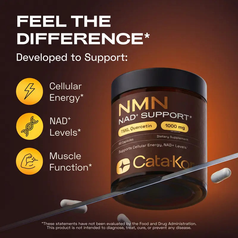 NAD+ Support Complex - NMN, Quercetin, TMG & Resveratrol for Cellular Energy and Healthy Aging
