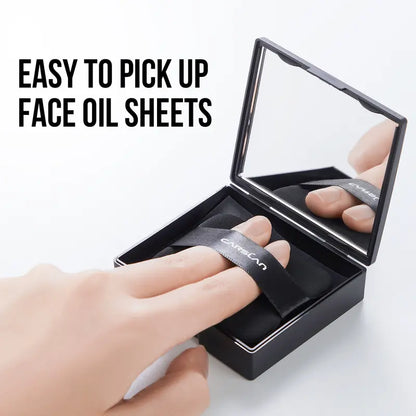 CARSLAN Black Magnet Oil Blotting Setting Sheet With Powder, 450 Sheets 1 Box 2 Refills