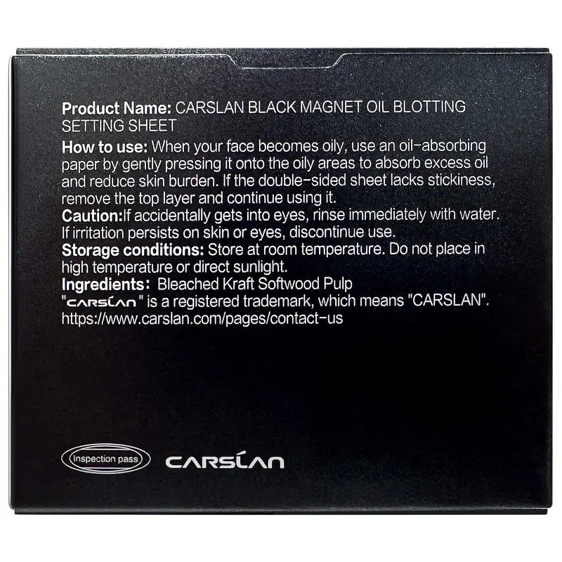 CARSLAN Black Magnet Oil Blotting Setting Sheet With Powder, 450 Sheets 1 Box 2 Refills
