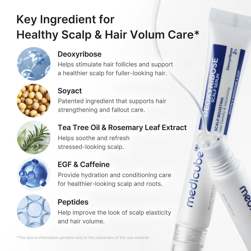 Deoxyribose Scalp Serum | For Fuller-Looking Hair & Scalp Strengthening Roll-On Serum | Deoxyribose, Rosemary, EGF, Caffeine for Fine, Thin Hair | Korean Hair Care, K-Beauty