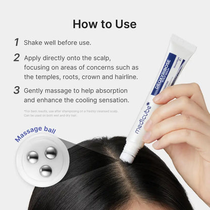 Deoxyribose Scalp Serum | For Fuller-Looking Hair & Scalp Strengthening Roll-On Serum | Deoxyribose, Rosemary, EGF, Caffeine for Fine, Thin Hair | Korean Hair Care, K-Beauty